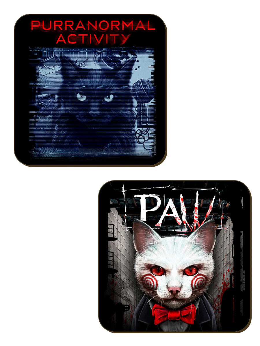 Horror Cats Humorous Movie Themed Set of 4 Coasters