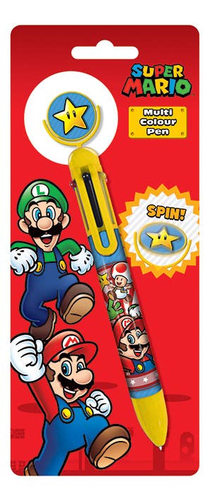 Super Mario Multi Colour Burst Pen – Licensed Spinner Top 6-in-1 Ink Pen