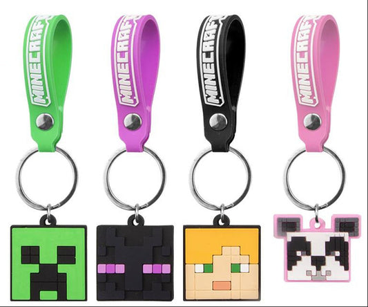Minecraft Character Keychain with Logo Strap – Enderman, Alex, Panda or Creeper – Official