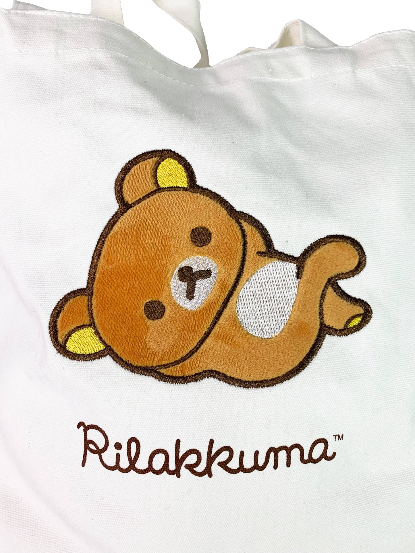 Rilakkuma Licensed Reusable Cotton Tote Bag with Plush Patch – Cute & Stylish Shopping Bag