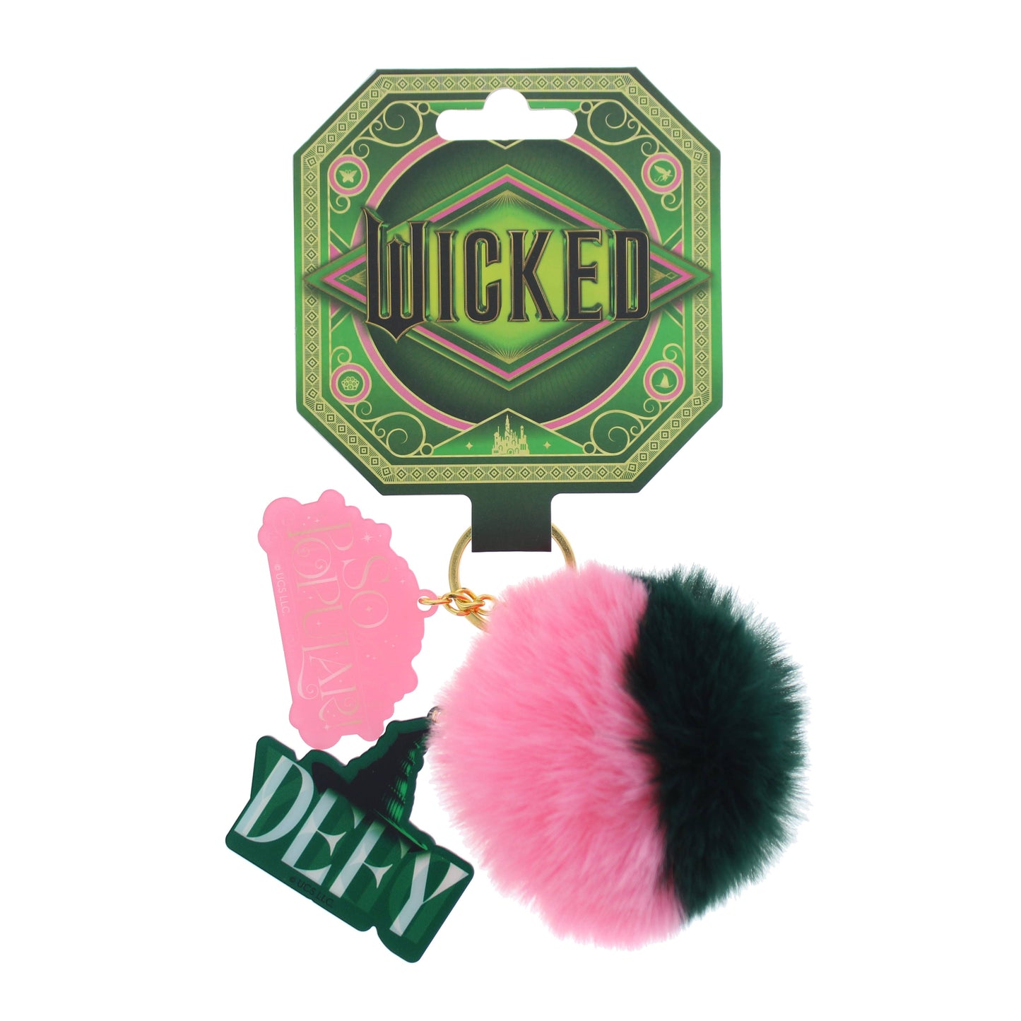Wicked Pom Pom Keyring – Officially Licensed, Glinda & Elphaba Acrylic Charms