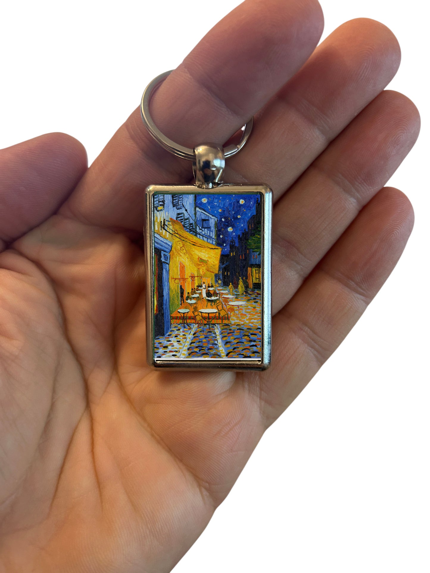 Van Gogh Café Terrace Keyring – Art Lover Metal Keychain