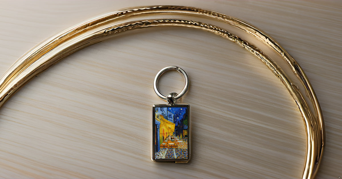 Van Gogh Café Terrace Keyring – Art Lover Metal Keychain