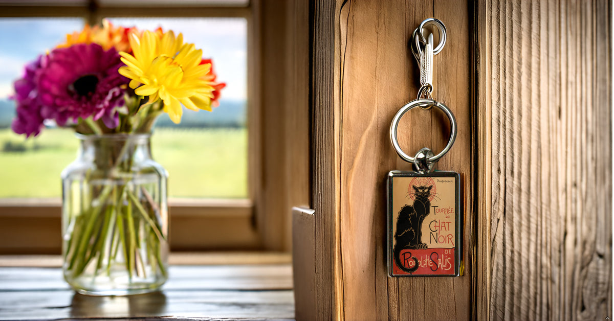 Le Chat Noir Keyring – Vintage French Art Metal Keychain