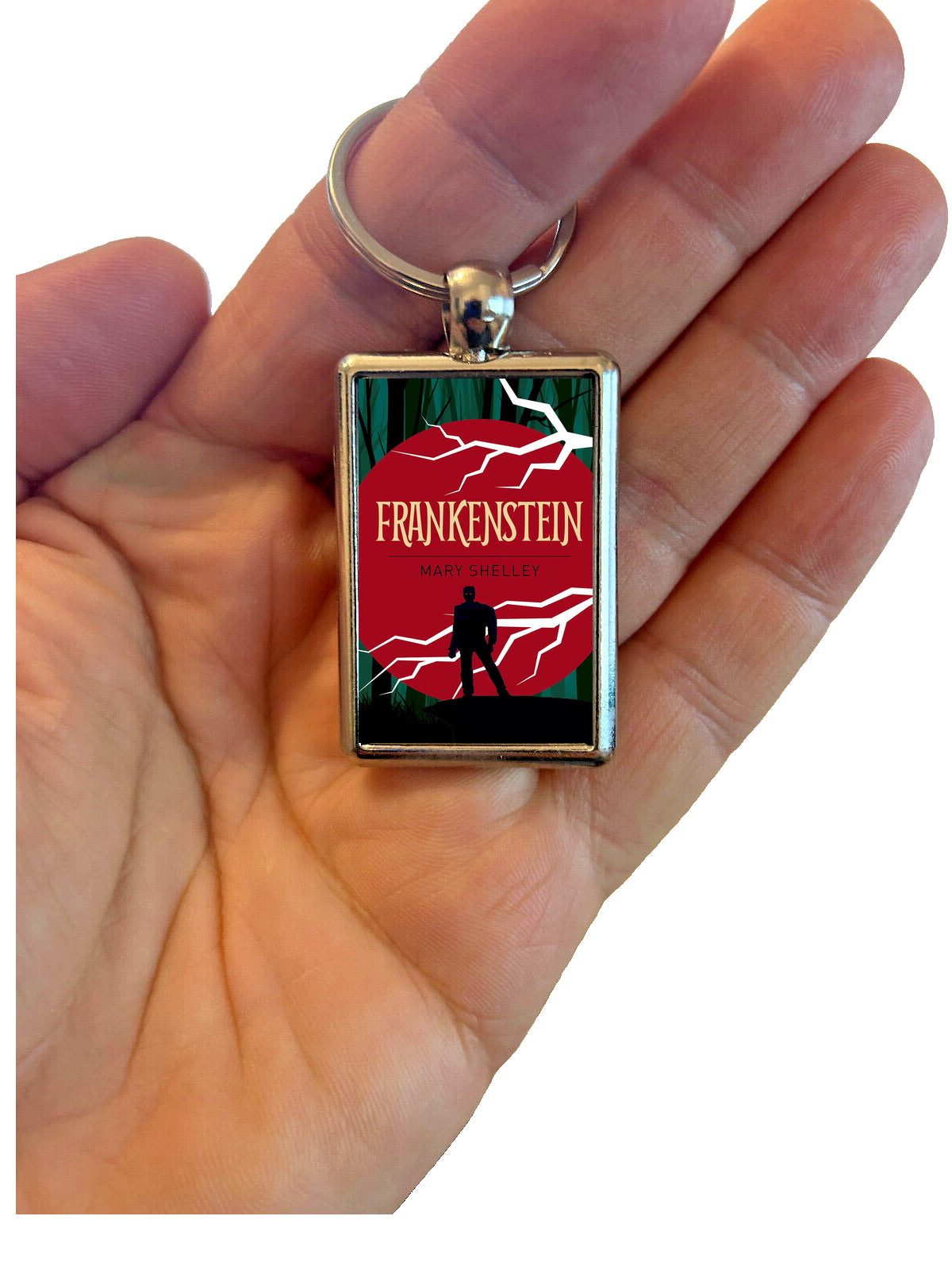 Frankenstein by Mary Shelley Classic Book Cover Metal Keyring – Gothic Horror Gift