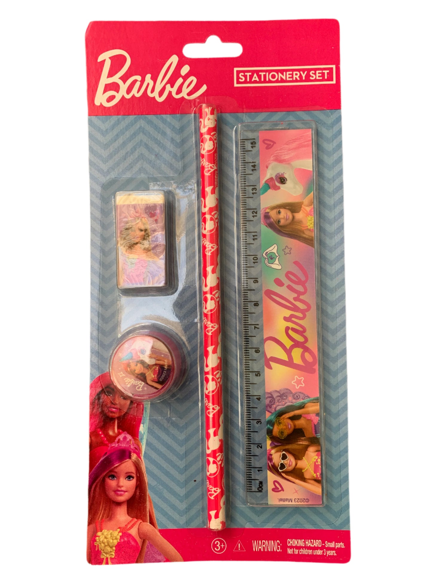 Barbie 4PCS Stationery Set – Pencil, Ruler, Eraser, Sharpener – Official Gift for Kids & School