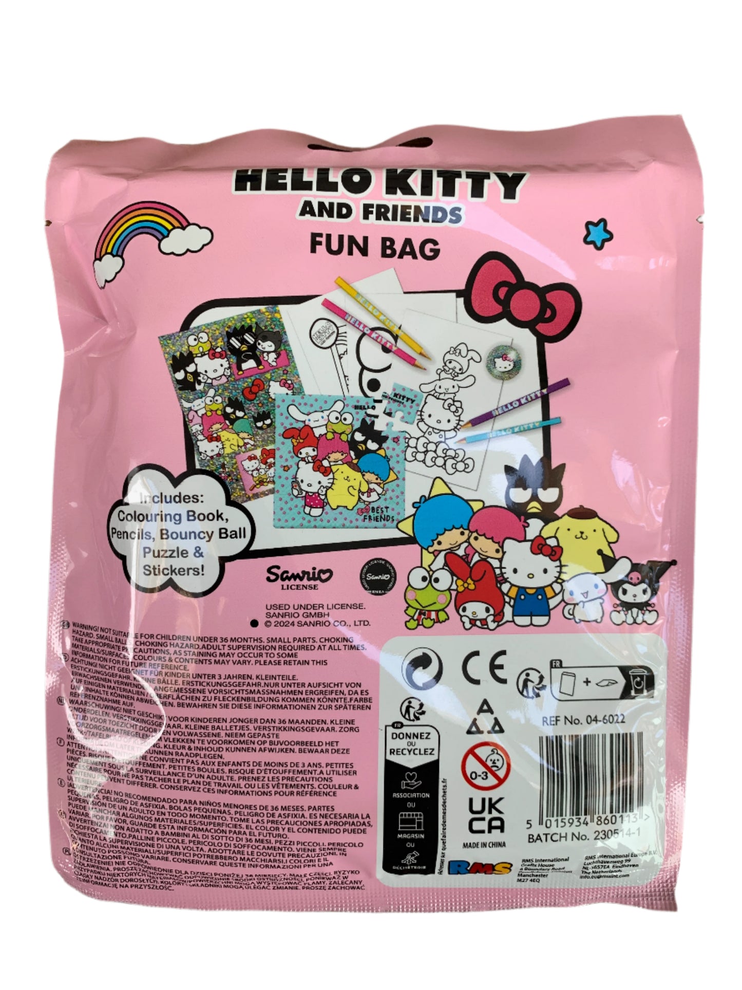 Hello Kitty Activity Fun Bag β Colouring Book, Stickers, Puzzle, Pencils & Bouncy Ball Se
