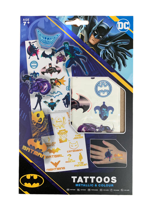 Batman Temporary Tattoos – 29 Pack | Metallic & Colour Sheets | DC Comics Official