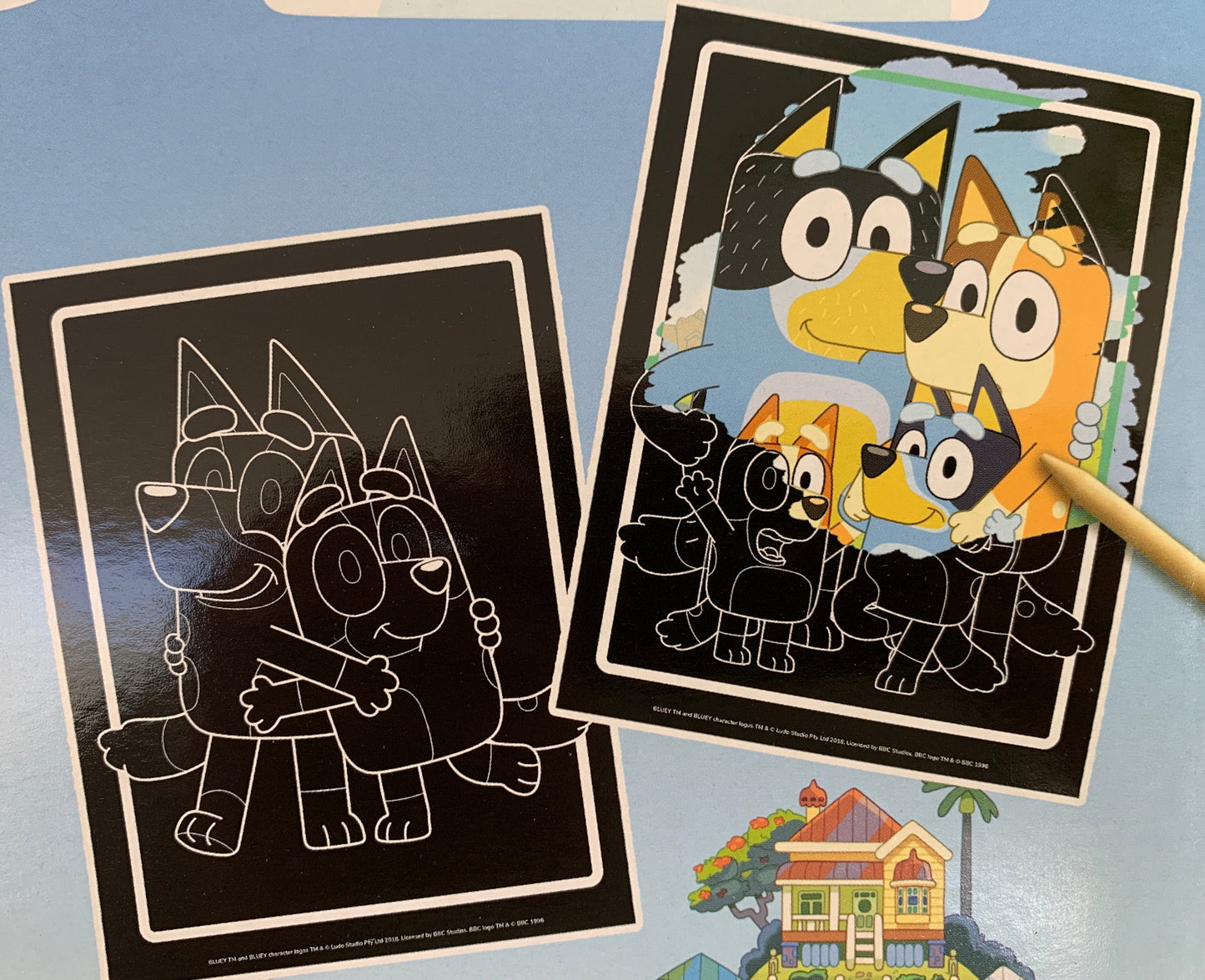 Bluey Scratch Art Set for Kids – 2 Hidden Picture Sheets & Stylus | Official Licensed
