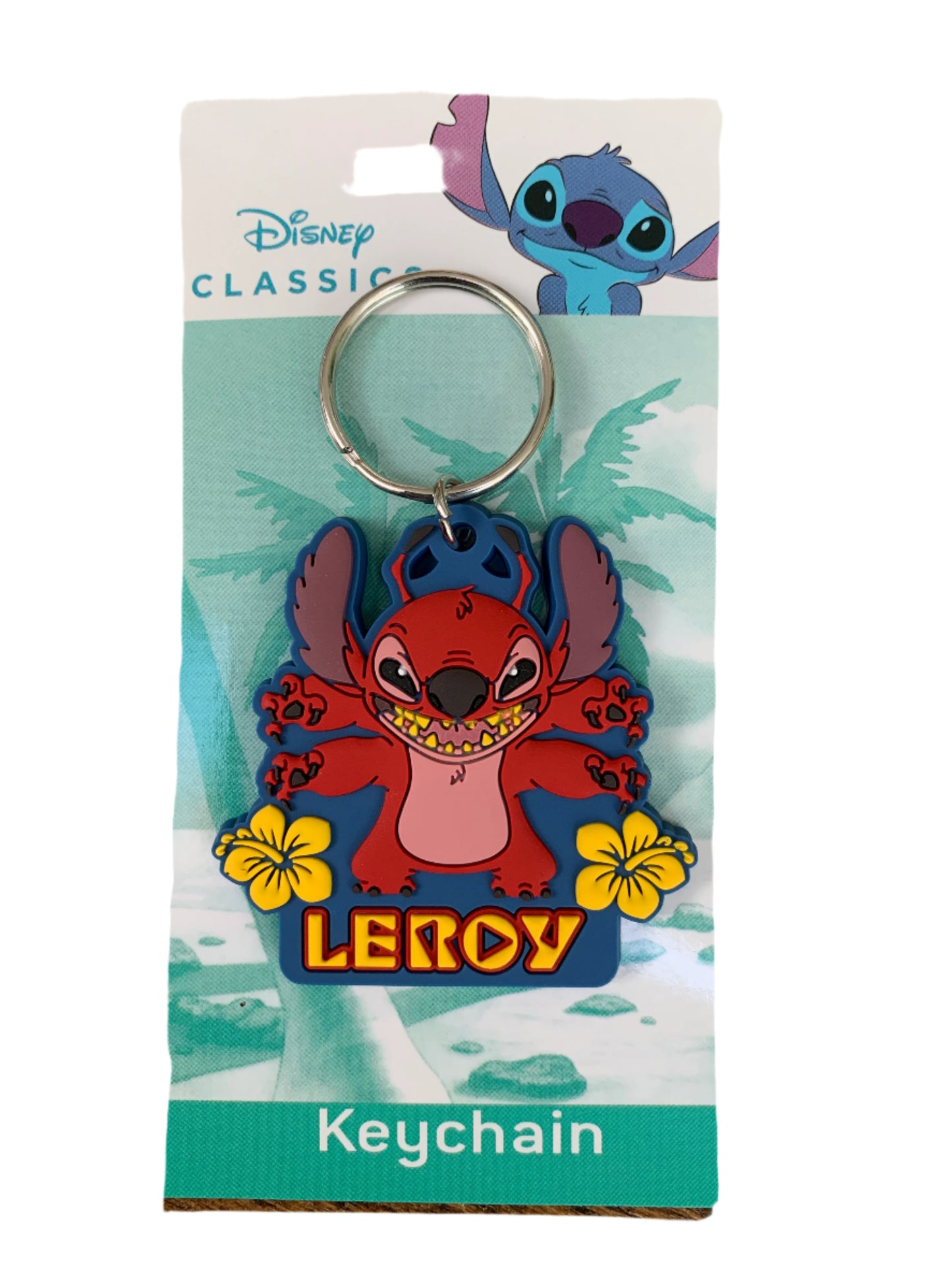 Disney Lilo & Stitch 2D Character Keyring | Angel Leroy Lilo Flower | Licensed Keychain Gift