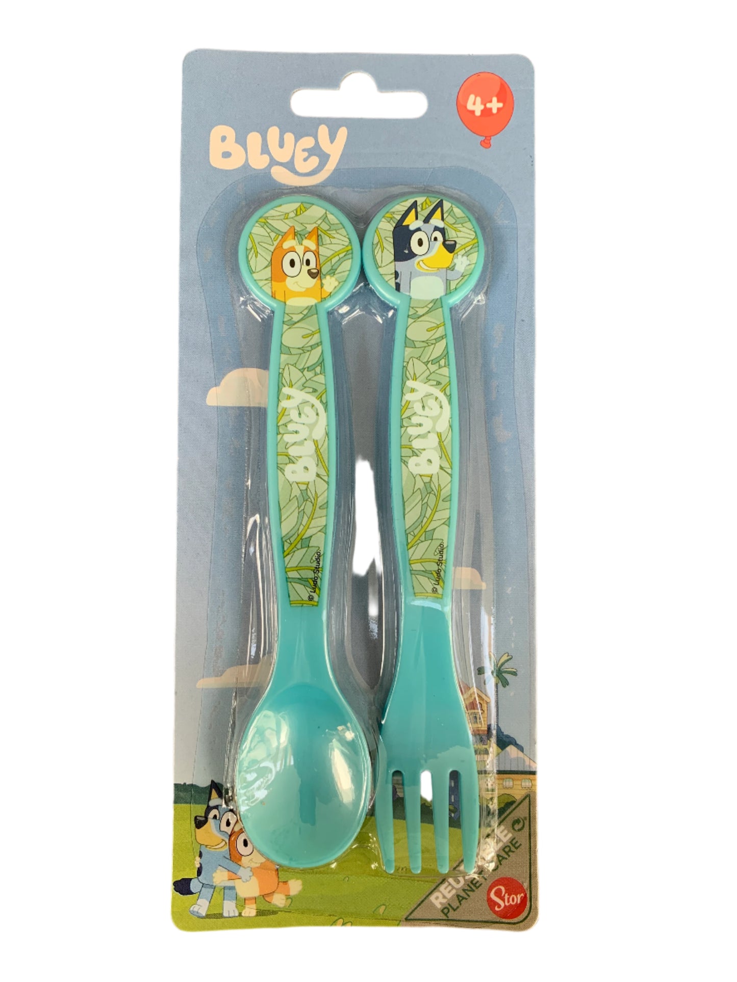 Kids 2pc Cutlery Set – Bluey Peppa Pig Stitch Spider-Man | Licensed Plastic Spoon Fork