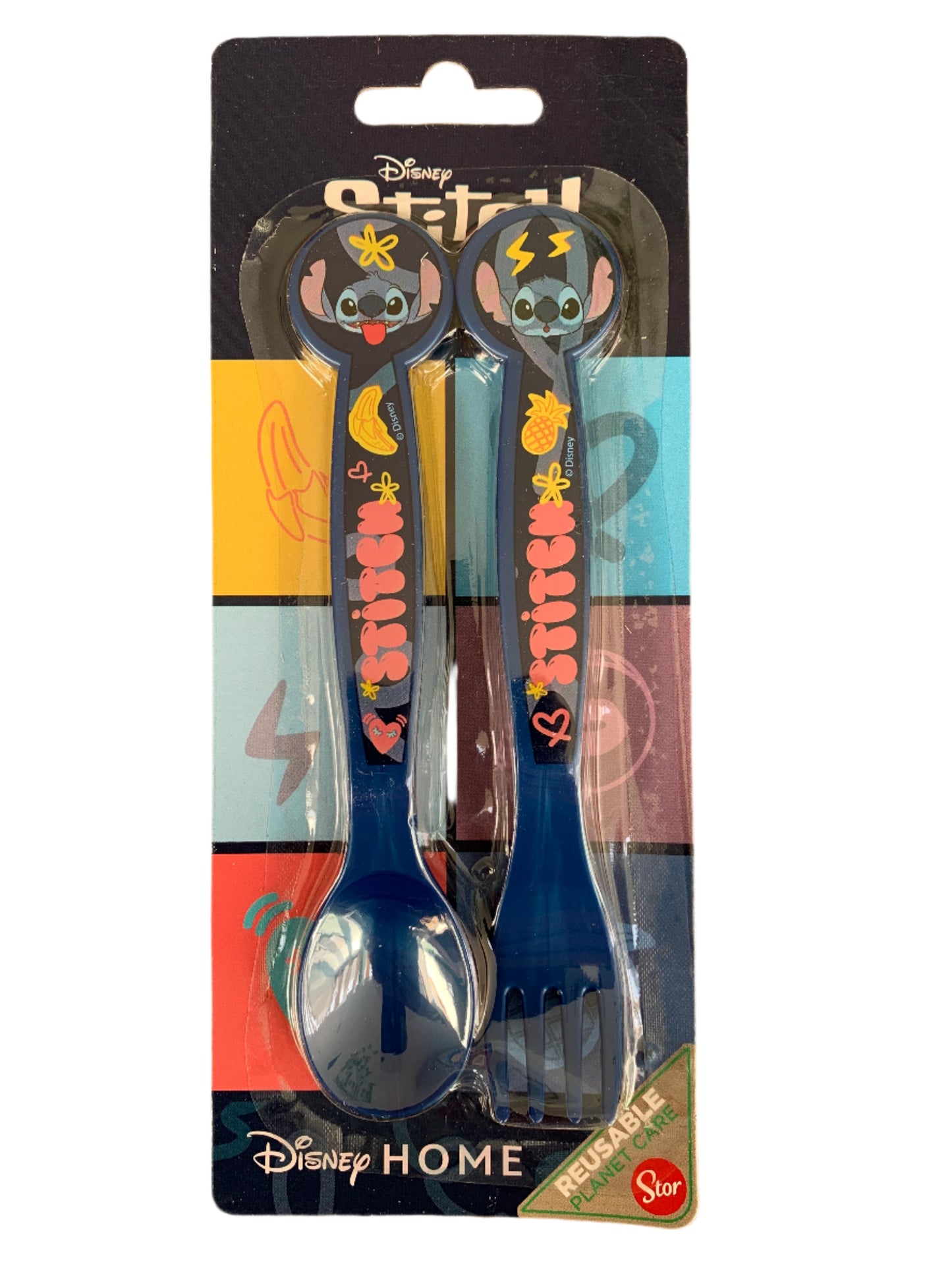 Kids 2pc Cutlery Set – Bluey Peppa Pig Stitch Spider-Man | Licensed Plastic Spoon Fork