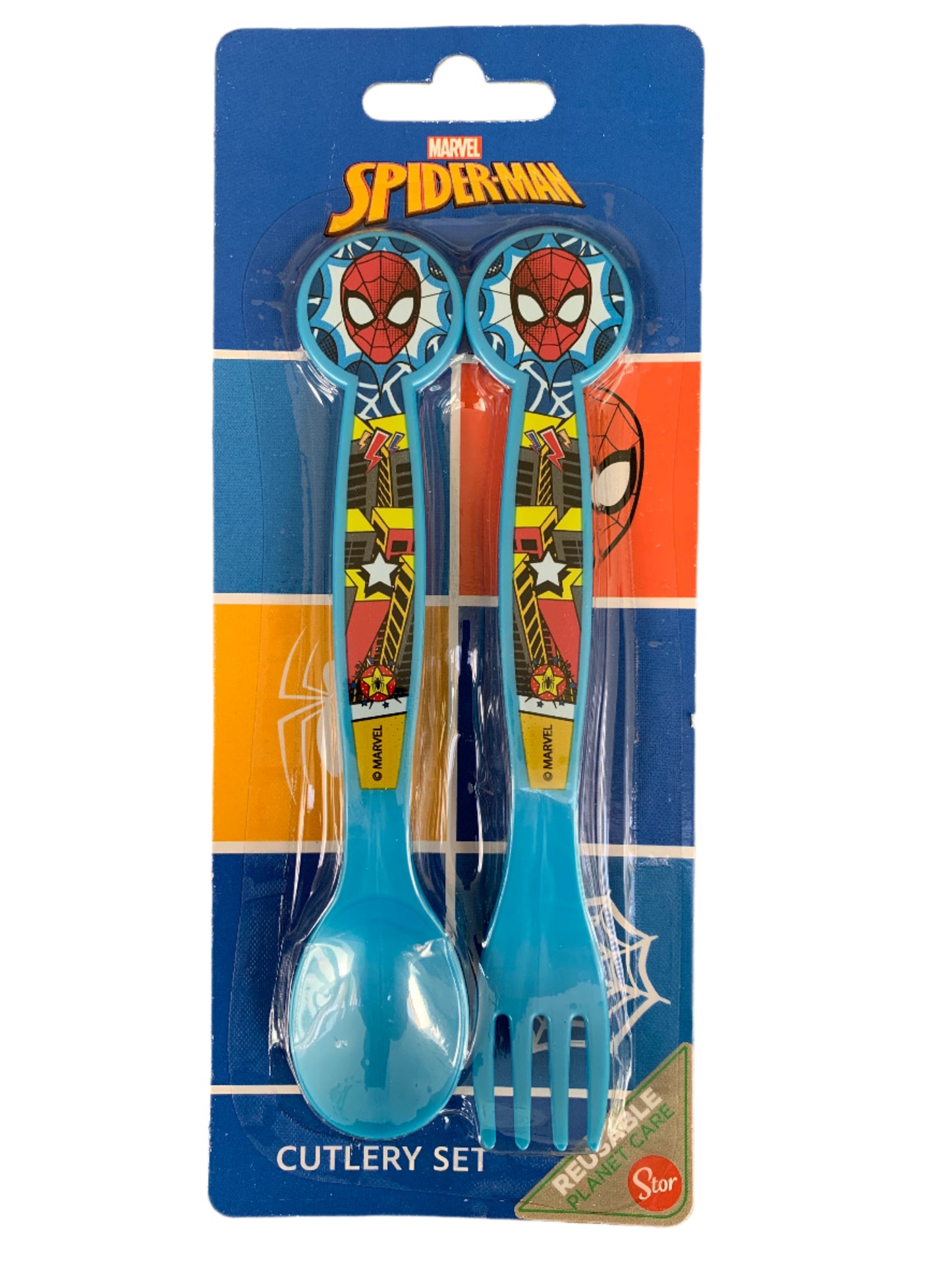 Kids 2pc Cutlery Set – Bluey Peppa Pig Stitch Spider-Man | Licensed Plastic Spoon Fork