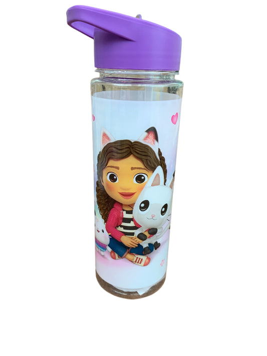 Gabby’s Dollhouse 650ml Kids Water Bottle with Straw – Official DreamWorks Licensed