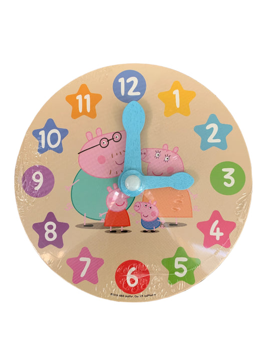 Peppa Pig Wooden Clock – Learn to Tell the Time – Educational Toy for Kids – 14cm