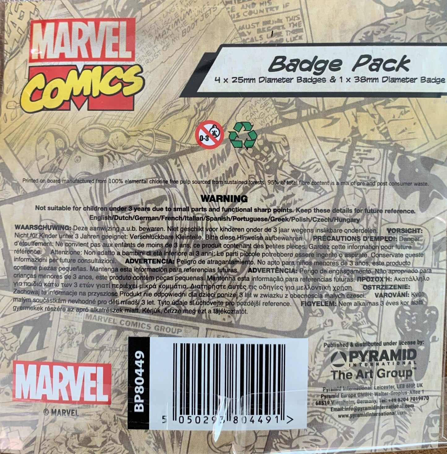 Marvel Comics Badge Pack – Set of 5 Superhero Badges Featuring Hulk, Iron Man & More