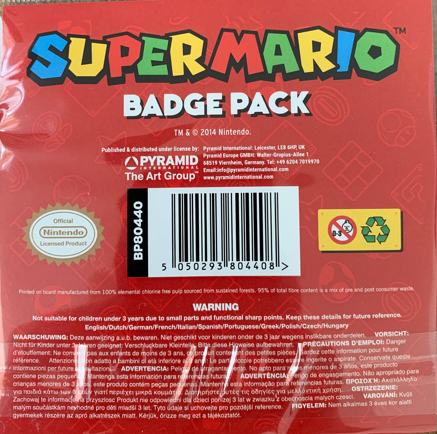 Nintendo Super Mario Badge Pack – Set of 5 Character Pins Featuring Mario, Bowser & Peach
