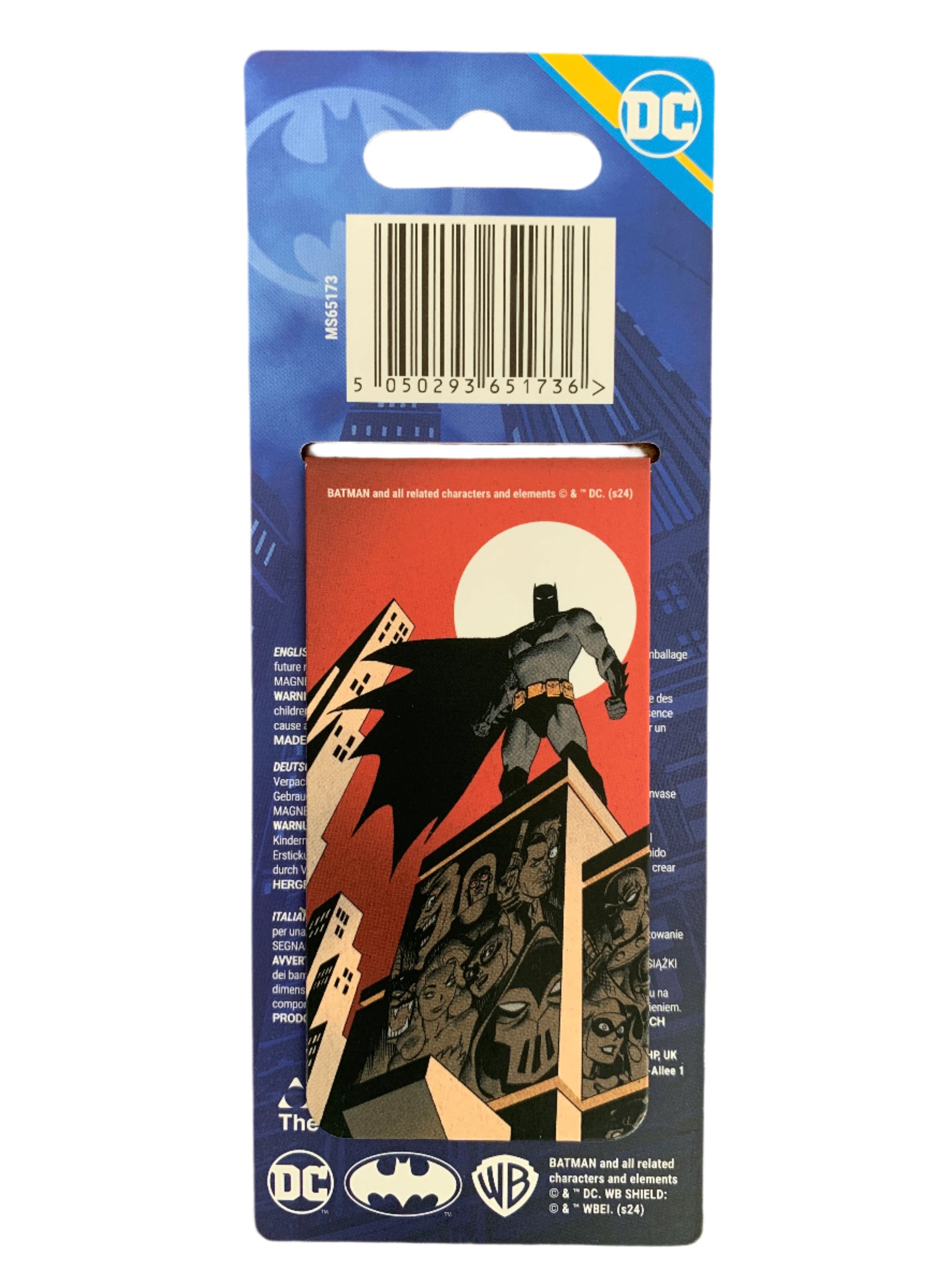 Batman bookmark packaging with a barcode on a white background