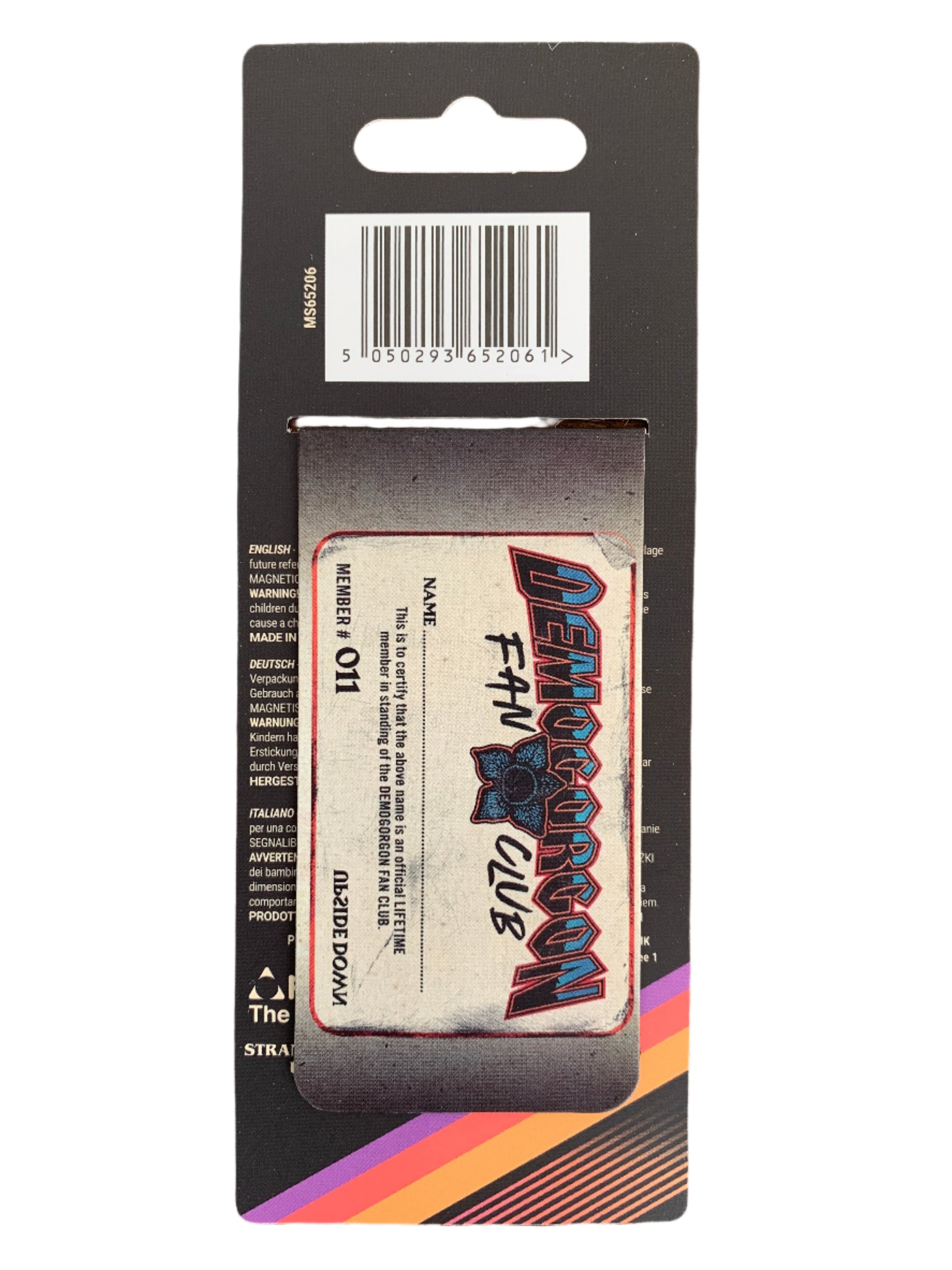 Demogorgon Fan Club membership card on a white background