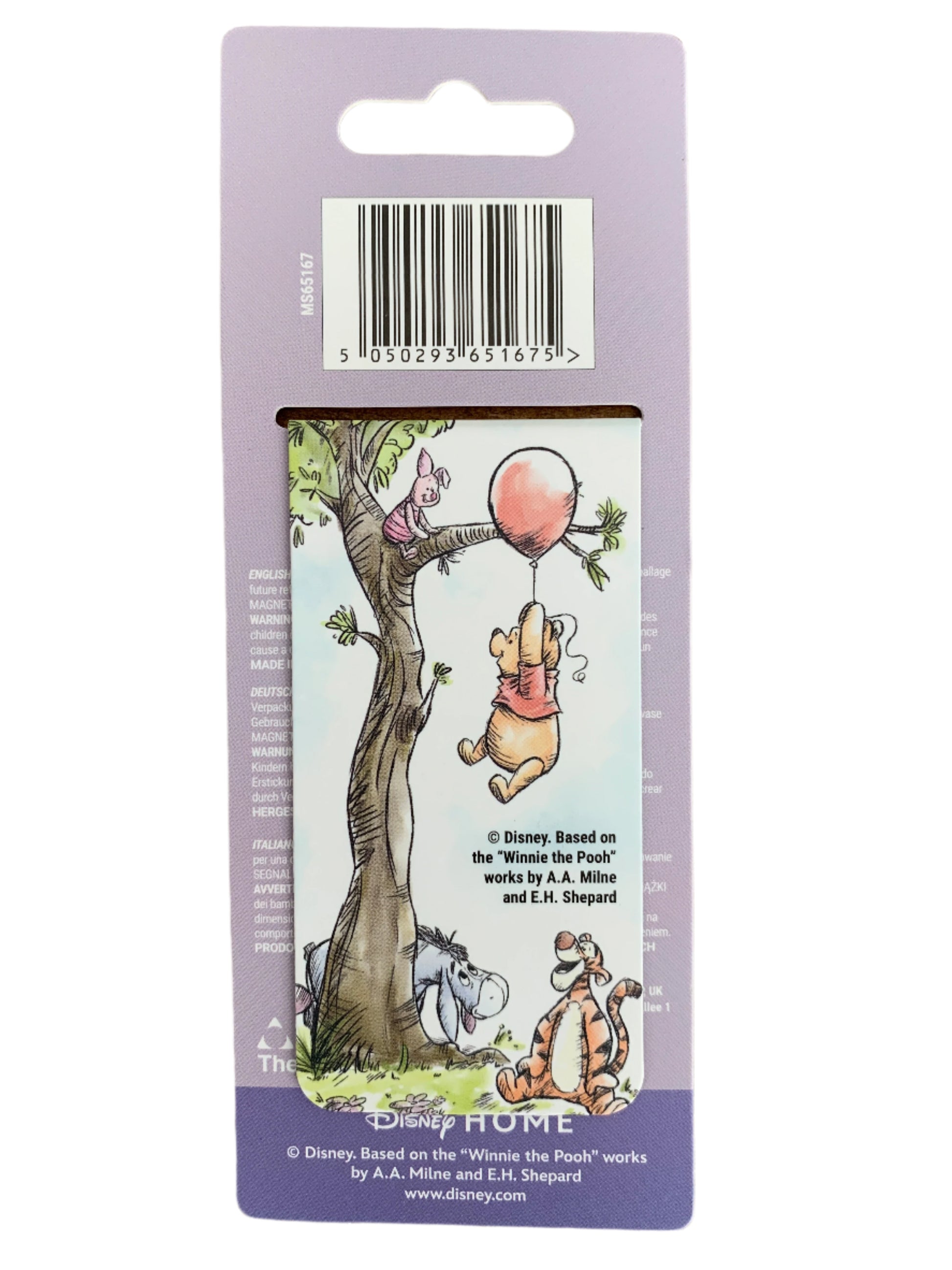 Bookend with illustrations of Winnie the Pooh and friends on a white background