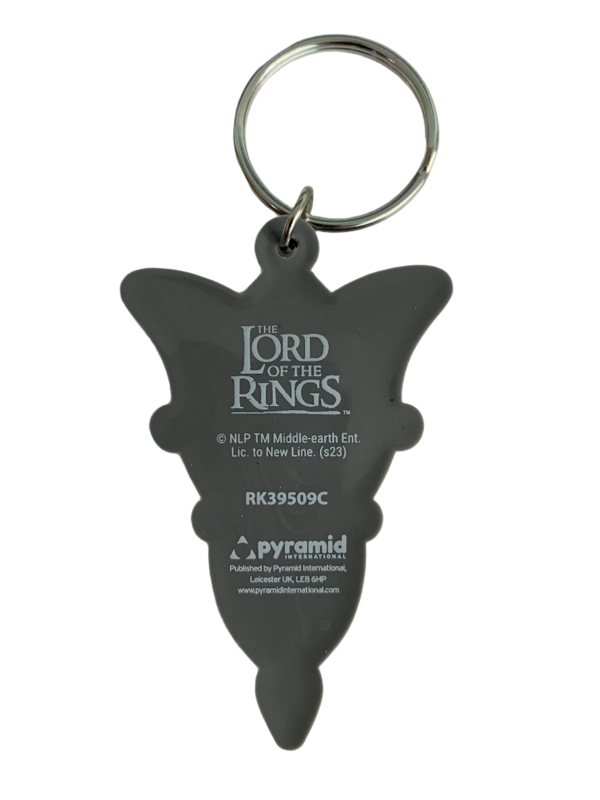 Keychain shaped like a character from 'The Lord of the Rings' on a light white background