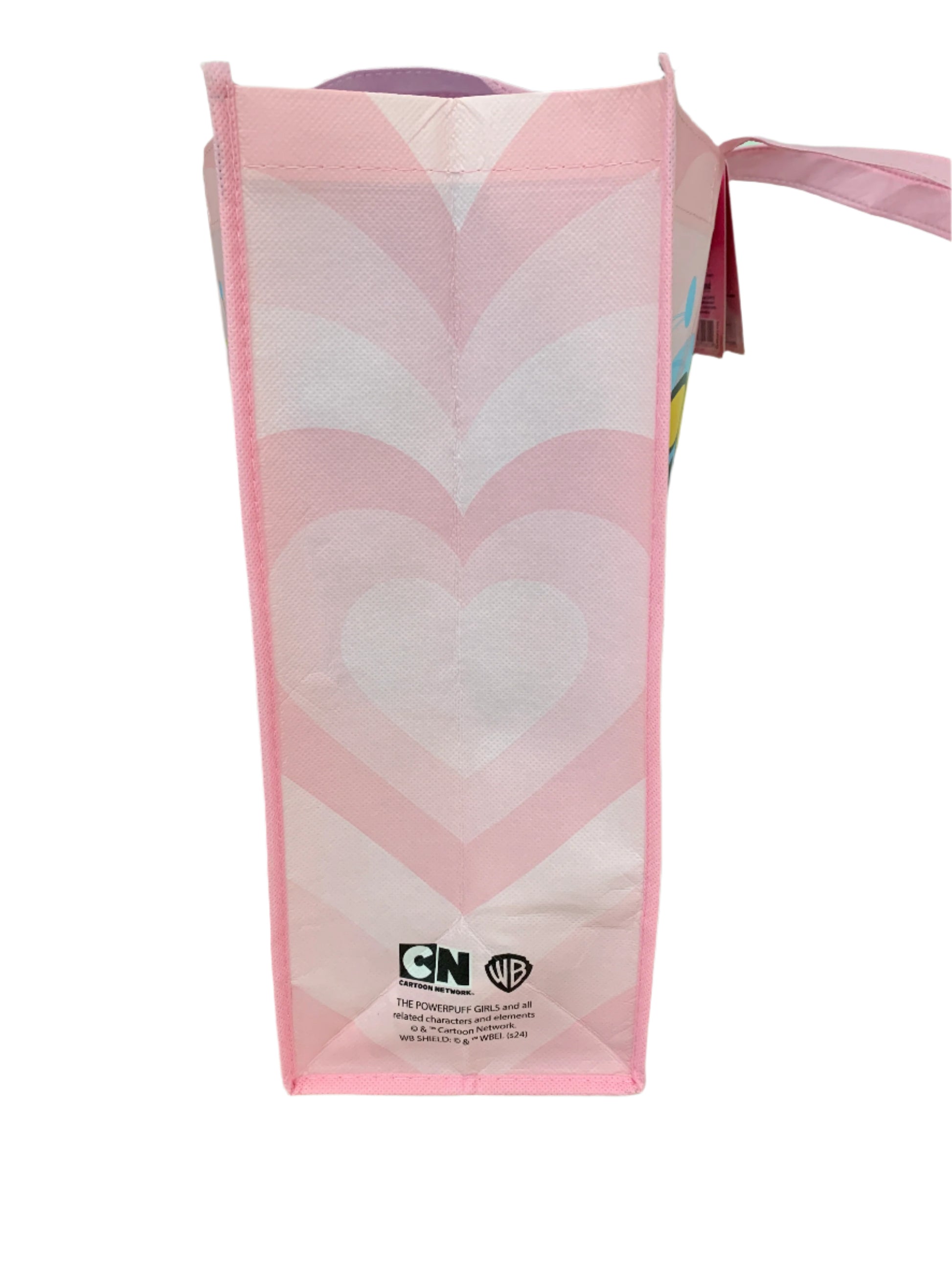 Pink pouch with a logo on a white background