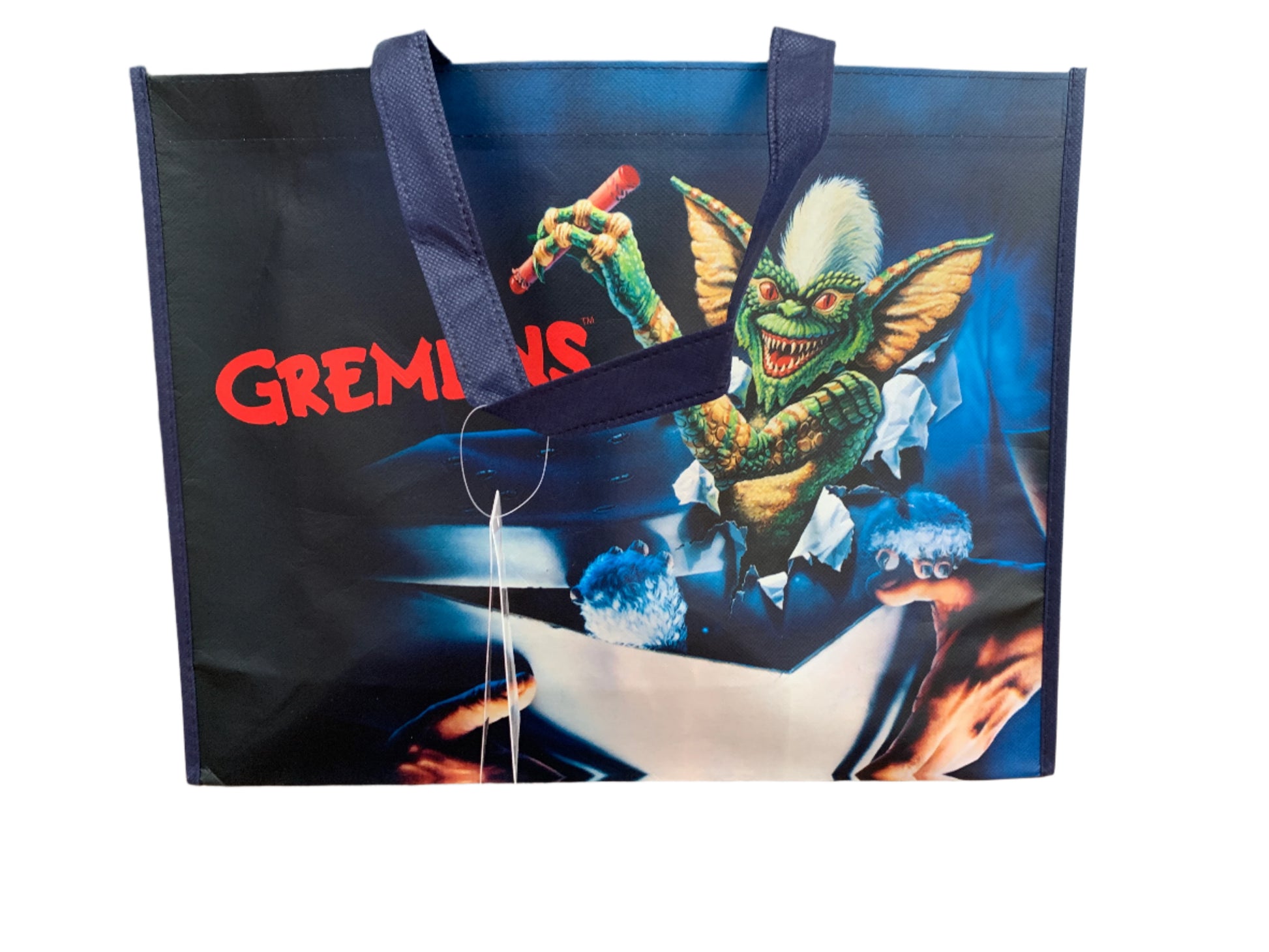 Reusable shopping bag with Gremlin design on a white background