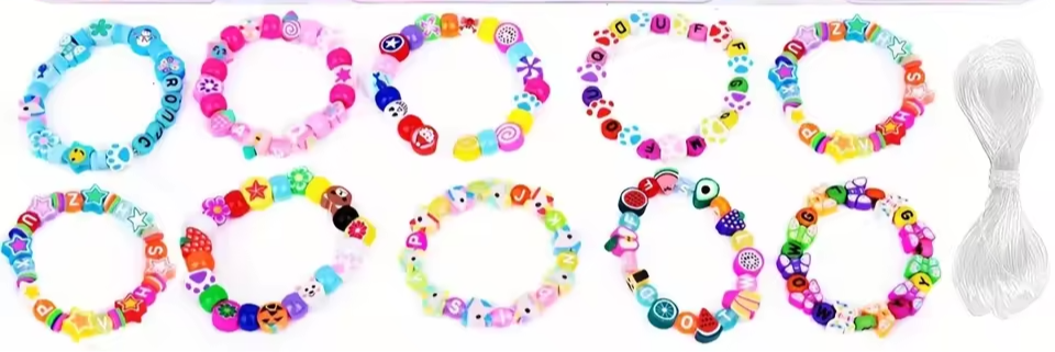 Jewellery Making Kit - Fun Colourful Polimer Beads in Various Designs
