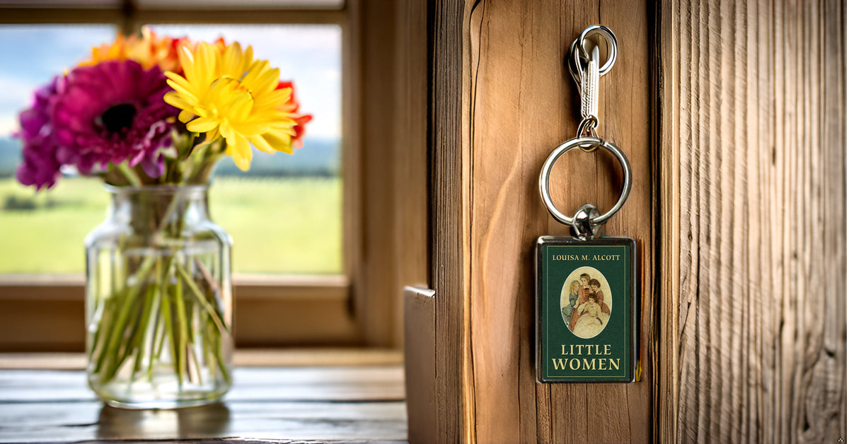 Little Women Book Cover Metal Keyring – Louisa May Alcott Literary Gift
