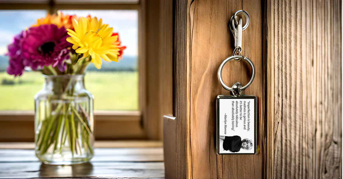 Marilyn Monroe 'Imperfection Is Beauty' Quote Metal Keyring – Classic, Stylish & Durable