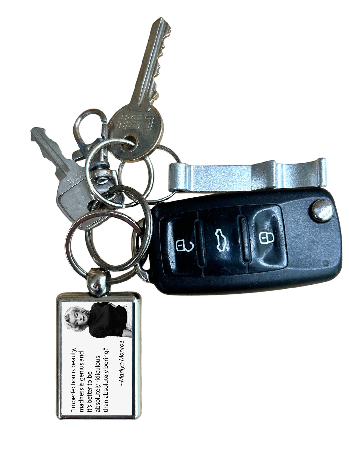 Marilyn Monroe 'Imperfection Is Beauty' Quote Metal Keyring – Classic, Stylish & Durable