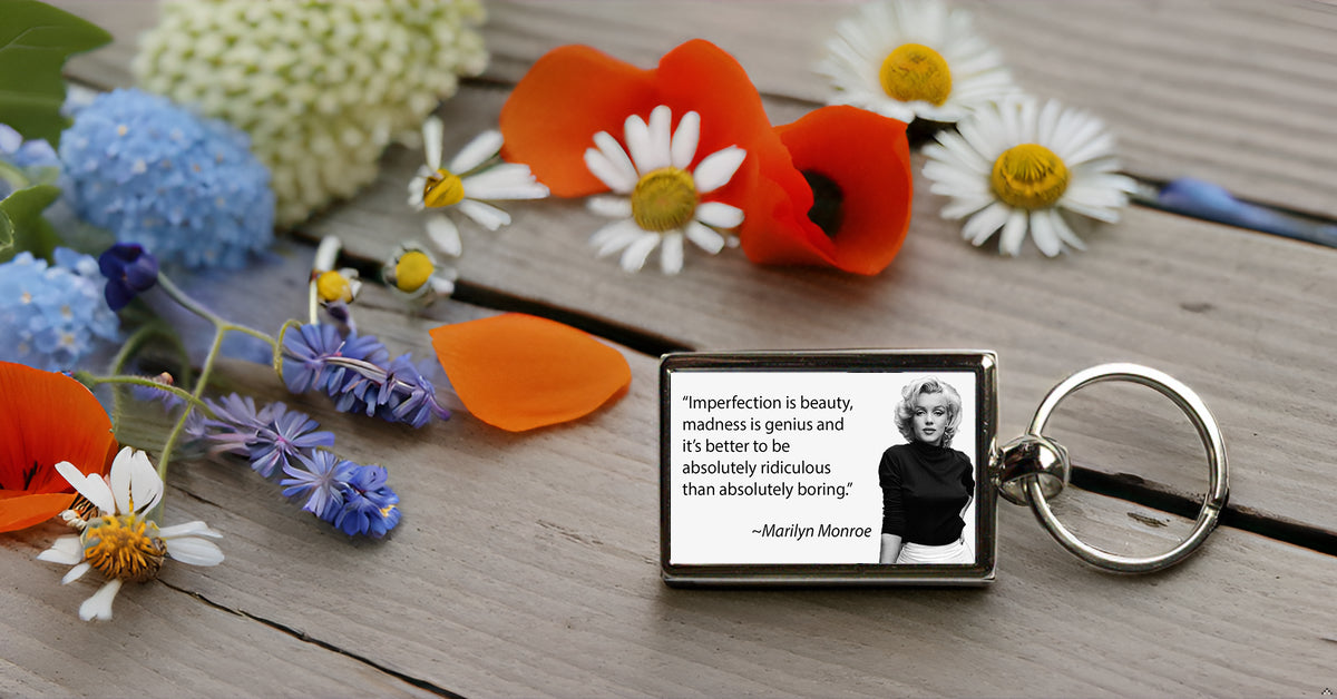 Marilyn Monroe 'Imperfection Is Beauty' Quote Metal Keyring – Classic, Stylish & Durable