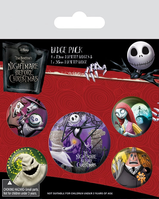 Nightmare Before Christmas Characters set of 5 Licensed Pin Badges