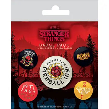 Stranger Things - Hellfire Club - set of 5 Licensed Pin Badges
