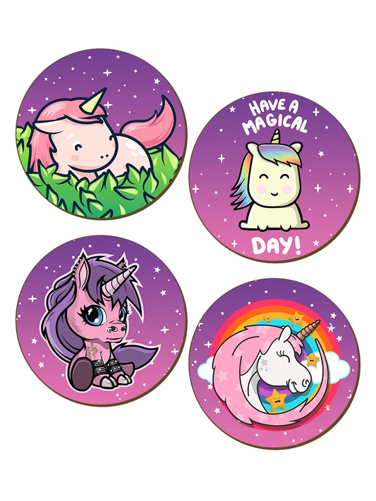 Magical Unicorns Coaster Set of 4 – Funny Unicorn Gift for Home or Office