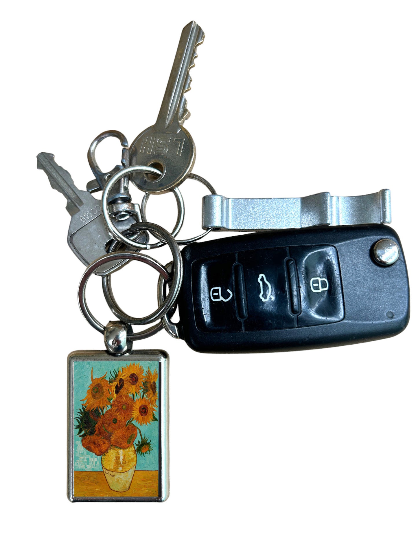 Van Gogh Sunflowers Keyring β Art Print Metal Keychain β Floral Art Gift for Her