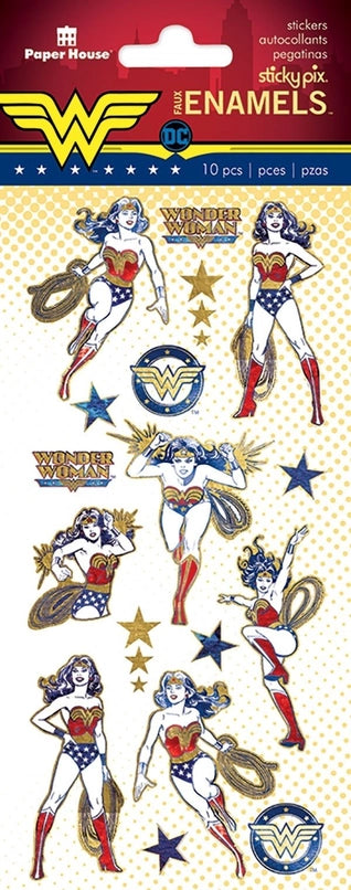 DC Comics Wonder Woman Enamel 7.5 x 16.5 CM Sheet of Licensed Stickers