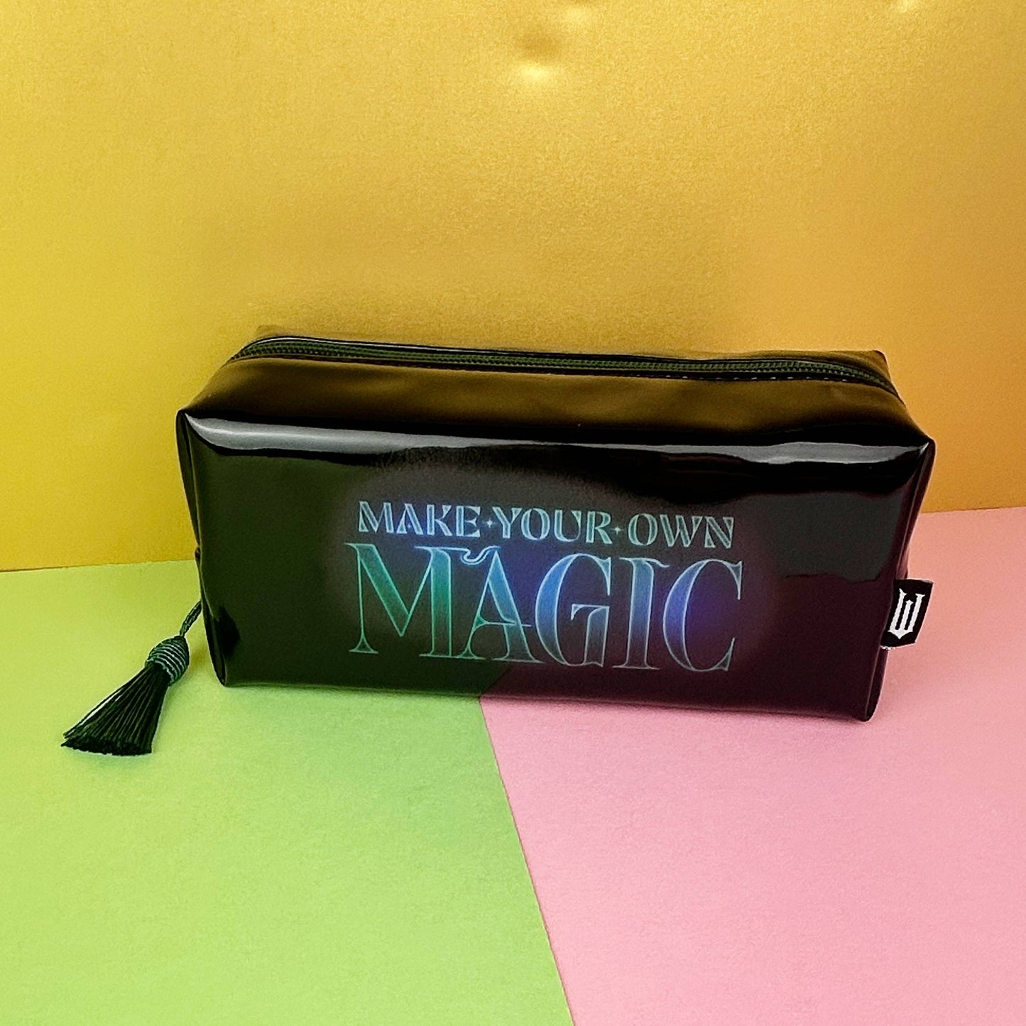 Wicked Officially Licensed Pencil Case – Black PVC with Green Tassel Zip & Quotes