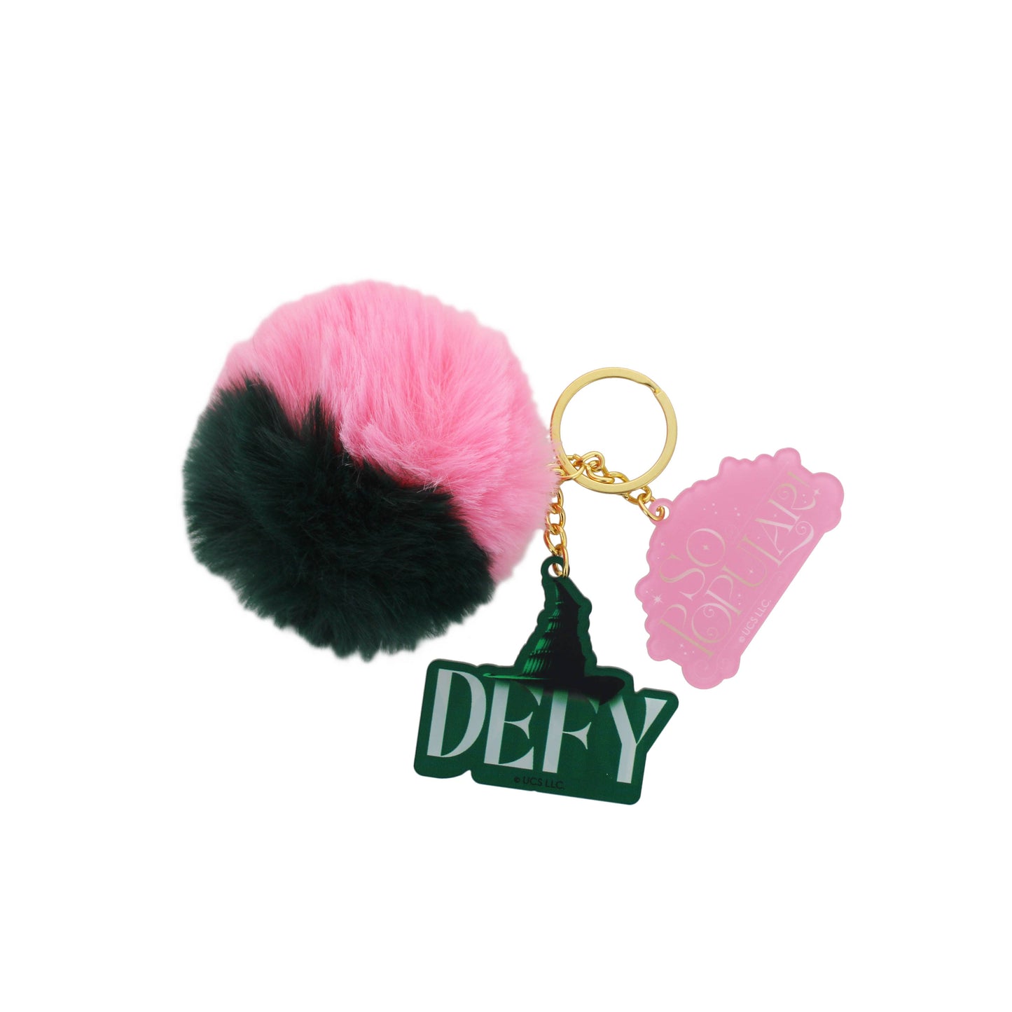 Wicked Pom Pom Keyring – Officially Licensed, Glinda & Elphaba Acrylic Charms