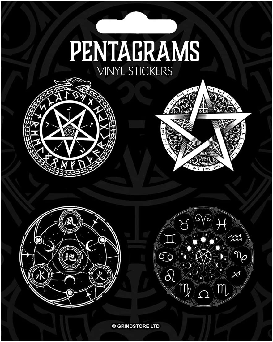Pentagramm-Motive x4 Vinyl-Aufkleber
