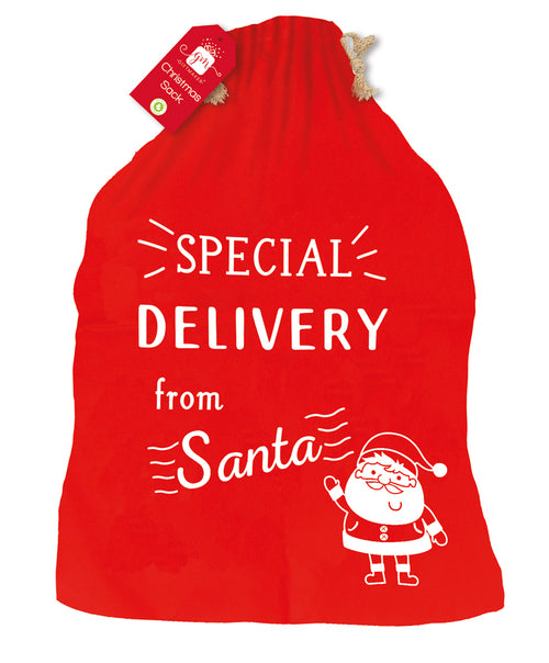 Christmas Santa Sack – Special Delivery Design | 48×60 cm Drawstring Gift Bag | Non-Woven Festive Sack