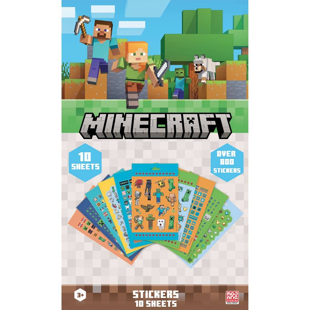 Minecraft Stickers - Set of 10 Sheets - Over 800 Licensed Stickers