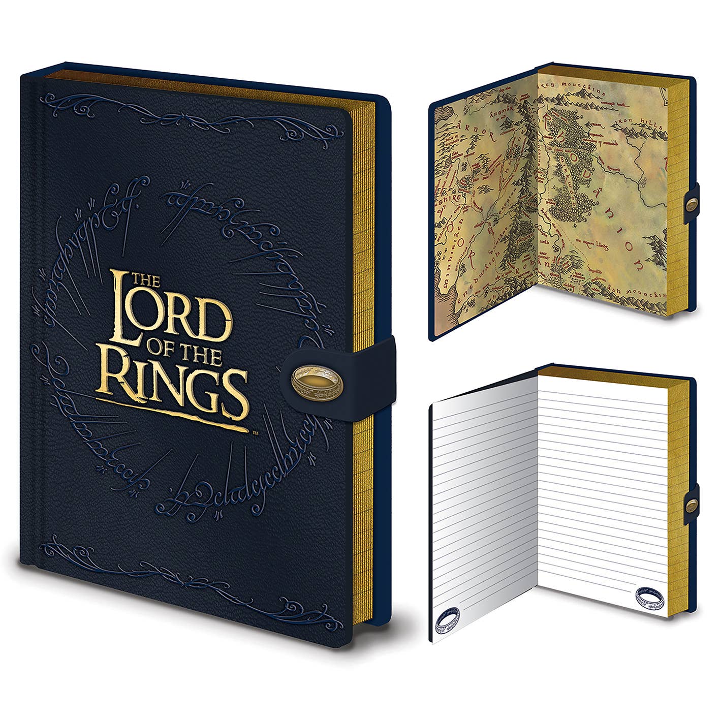 Lord of the Rings A5 Premium Notebook – Middle Earth Map, Gilt Edges & 240 Lined Pages