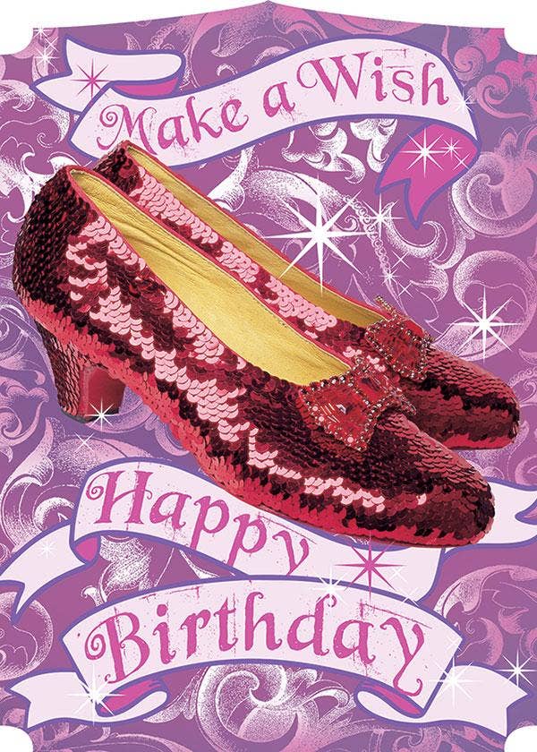 Wizard of Oz Ruby Slippers Glitter Card - Sparkling Collectible Greeting Card