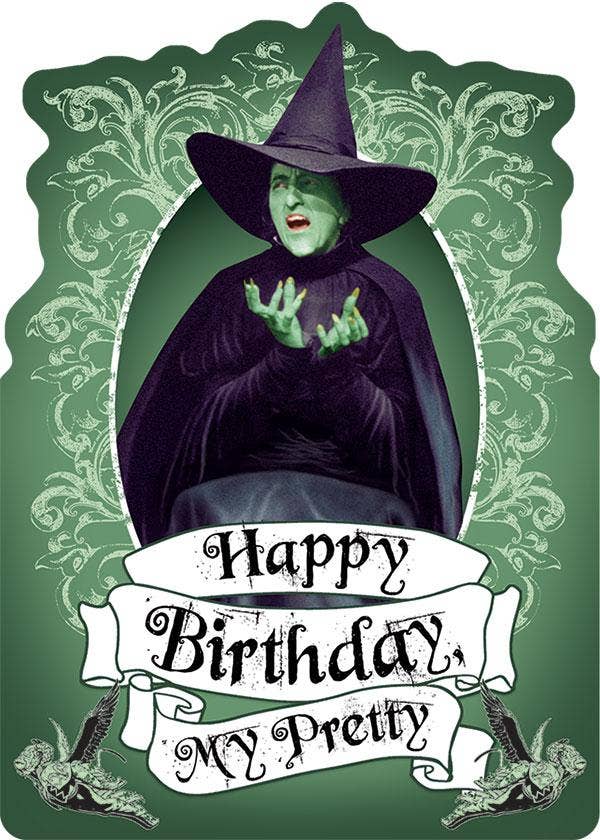 Wizard of Oz Wicked Witch Glitter Card - Sparkling Collectible Greeting