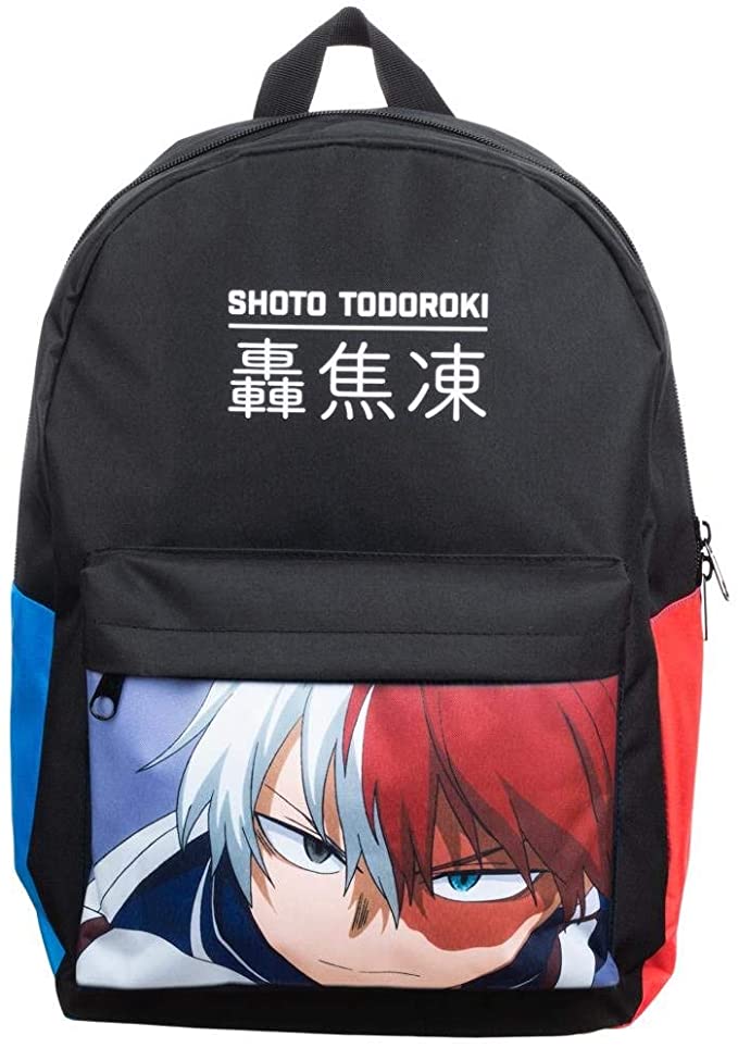 Sac à dos à blocs de couleurs My Hero Academia Shoto Todoroki avec housse technique