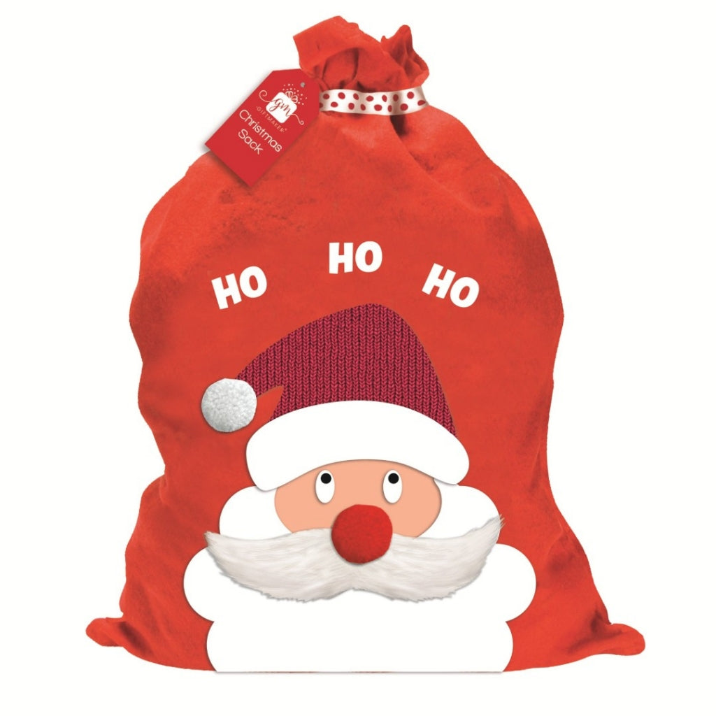 Christmas Santa Sack – Felt Santa Design | 50×73 cm Drawstring Gift Bag | Festive Holiday Sack