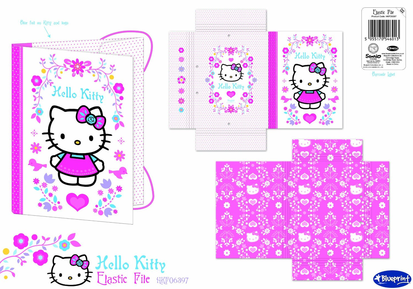 Classeur élastique A4 Hello Kitty Folksy