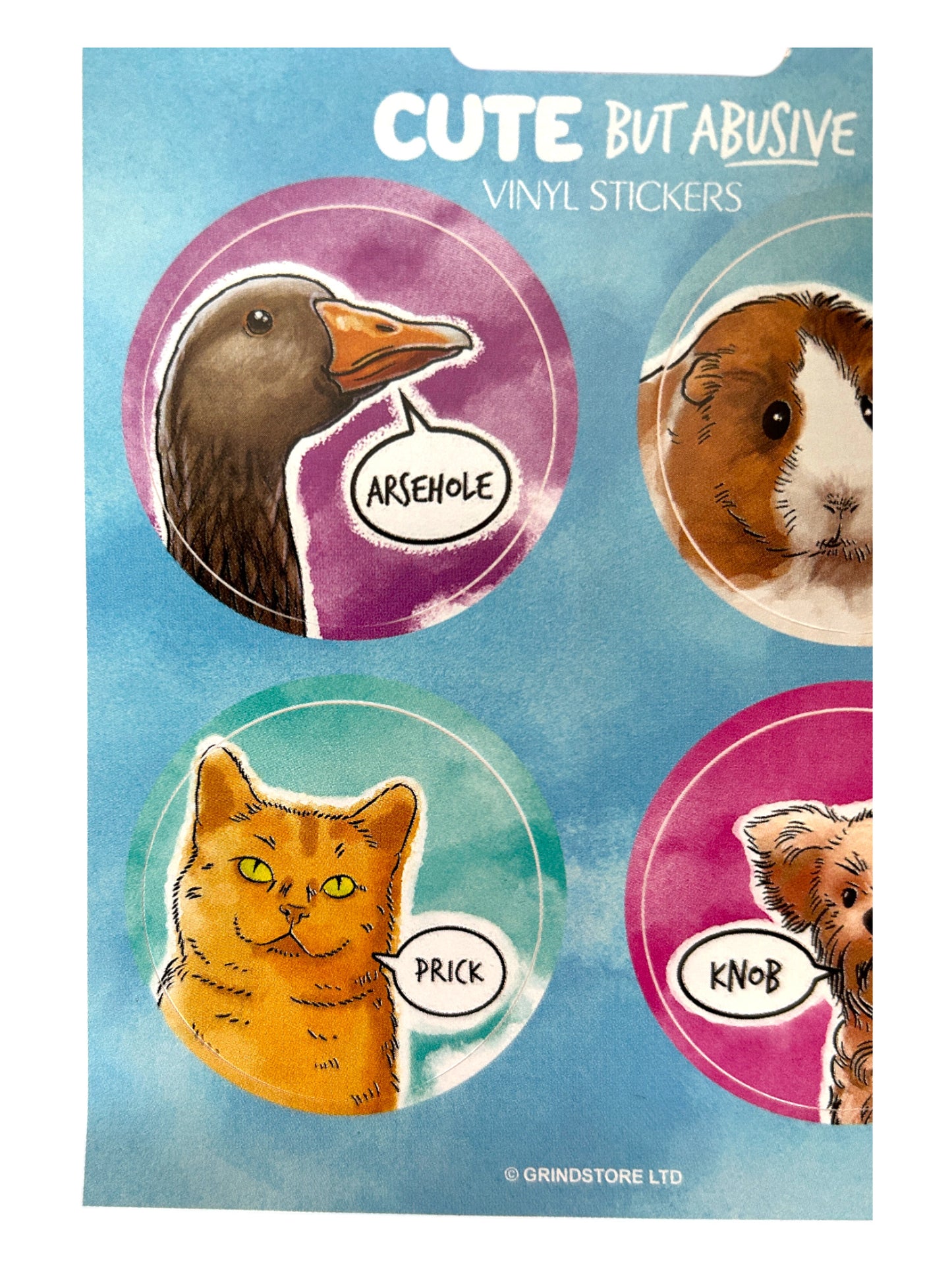 Cute but Abusive Animals x4 Vinyl Stickers