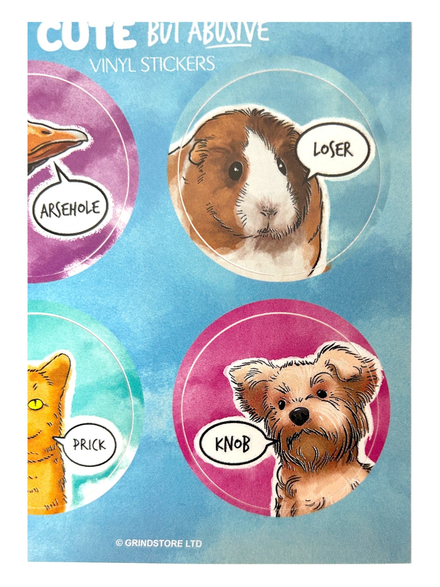 Cute but Abusive Animals x4 Vinyl Stickers